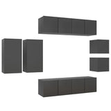 NNEVL 8 Piece TV Cabinet Set Grey Chipboard