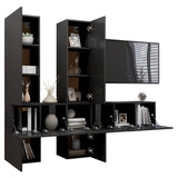 NNEVL 7 Piece TV Cabinet Set Grey Chipboard