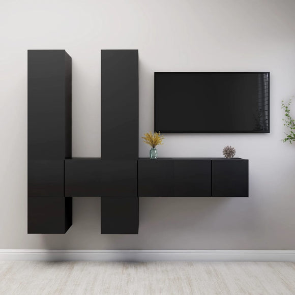 NNEVL 7 Piece TV Cabinet Set Grey Chipboard