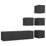 NNEVL 6 Piece TV Cabinet Set Grey Chipboard