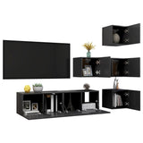 NNEVL 6 Piece TV Cabinet Set Grey Chipboard