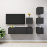 NNEVL 6 Piece TV Cabinet Set Grey Chipboard
