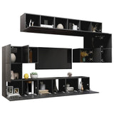 NNEVL 10 Piece TV Cabinet Set Grey Chipboard