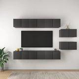 NNEVL TV Cabinets 8 pcs Grey Chipboard