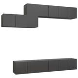 NNEVL 7 Piece TV Cabinet Set Grey Chipboard