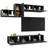 NNEVL 7 Piece TV Cabinet Set Grey Chipboard