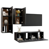 NNEVL 4 Piece TV Cabinet Set Grey Chipboard