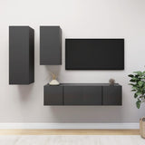 NNEVL 4 Piece TV Cabinet Set Grey Chipboard