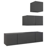 NNEVL 4 Piece TV Cabinet Set Grey Chipboard