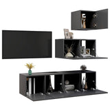 NNEVL 4 Piece TV Cabinet Set Grey Chipboard