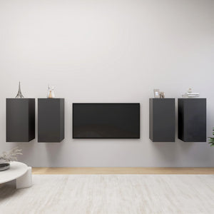 NNEVL TV Cabinets 4 pcs Grey 30.5x30x60 cm Chipboard
