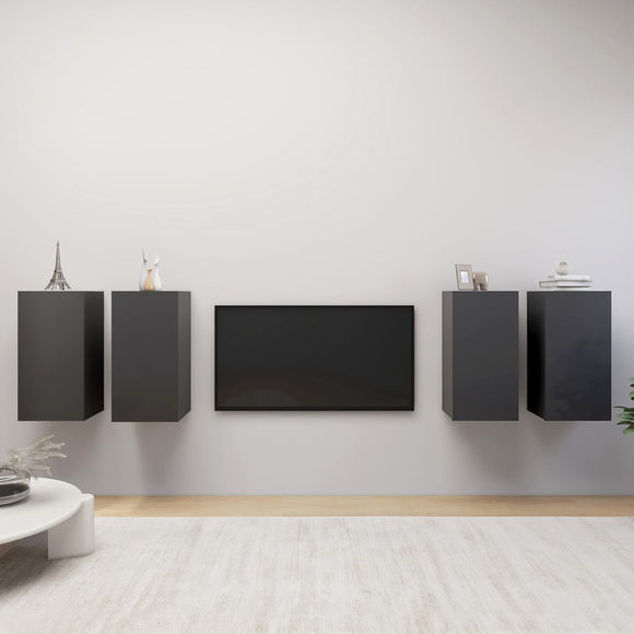 NNEVL TV Cabinets 4 pcs Grey 30.5x30x60 cm Chipboard