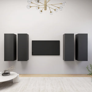 NNEVL TV Cabinets 4 pcs Grey 30.5x30x90 cm Chipboard