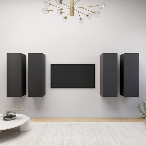 NNEVL TV Cabinets 4 pcs Grey 30.5x30x90 cm Chipboard