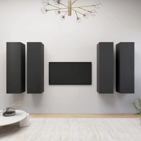 NNEVL TV Cabinets 4 pcs Grey 30.5x30x110 cm Chipboard