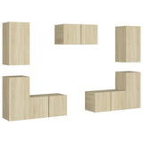 NNEVL 7 Piece TV Cabinet Set Sonoma Oak Chipboard