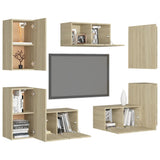 NNEVL 7 Piece TV Cabinet Set Sonoma Oak Chipboard