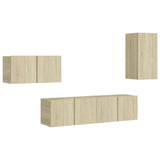 NNEVL 4 Piece TV Cabinet Set Sonoma Oak Chipboard