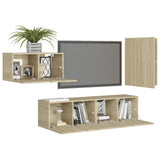 NNEVL 4 Piece TV Cabinet Set Sonoma Oak Chipboard