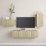NNEVL 4 Piece TV Cabinet Set Sonoma Oak Chipboard