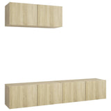 NNEVL TV Cabinets 3 pcs Sonoma Oak Engineered Wood