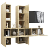NNEVL 7 Piece TV Cabinet Set Sonoma Oak Chipboard