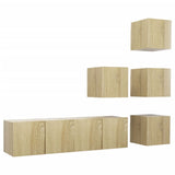 NNEVL 6 Piece TV Cabinet Set Sonoma Oak Chipboard
