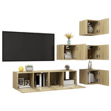 NNEVL 6 Piece TV Cabinet Set Sonoma Oak Chipboard