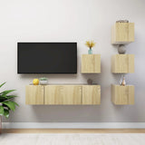 NNEVL 6 Piece TV Cabinet Set Sonoma Oak Chipboard