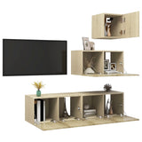 NNEVL 4 Piece TV Cabinet Set Sonoma Oak Chipboard