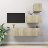 NNEVL 4 Piece TV Cabinet Set Sonoma Oak Chipboard