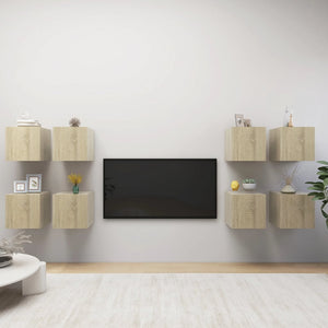 NNEVL Wall Mounted TV Cabinets 8 pcs Sonoma Oak 30.5x30x30 cm