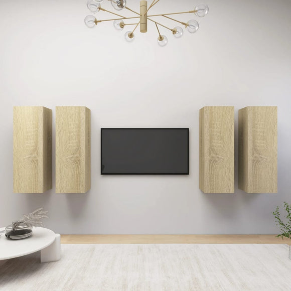NNEVL TV Cabinets 4 pcs Sonoma Oak 30.5x30x90 cm Chipboard