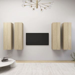 NNEVL TV Cabinets 4 pcs Sonoma Oak 30.5x30x110 cm Chipboard
