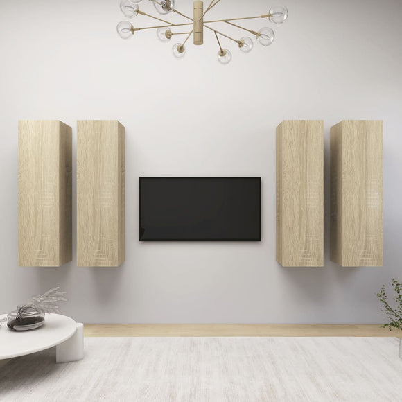 NNEVL TV Cabinets 4 pcs Sonoma Oak 30.5x30x110 cm Chipboard