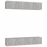 NNEVL TV Cabinets 4 pcs Concrete Grey 80x30x30 cm Engineered Wood