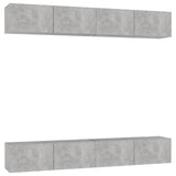 NNEVL TV Cabinets 4 pcs Concrete Grey 100x30x30 cm Engineered Wood