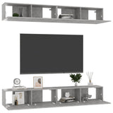 NNEVL TV Cabinets 4 pcs Concrete Grey 100x30x30 cm Engineered Wood