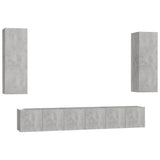 NNEVL 5 Piece TV Cabinet Set Concrete Grey Chipboard