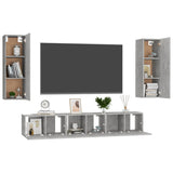 NNEVL 5 Piece TV Cabinet Set Concrete Grey Chipboard