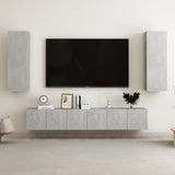 NNEVL 5 Piece TV Cabinet Set Concrete Grey Chipboard