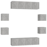 NNEVL 8 Piece TV Cabinet Set Concrete Grey Engineered Wood