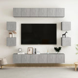 NNEVL 10 Piece TV Cabinet Set Concrete Grey Engineered Wood