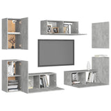 NNEVL 7 Piece TV Cabinet Set Concrete Grey Engineered Wood