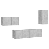 NNEVL 4 Piece TV Cabinet Set Concrete Grey Chipboard