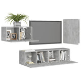 NNEVL 4 Piece TV Cabinet Set Concrete Grey Chipboard