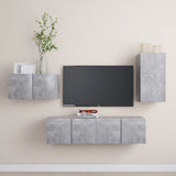 NNEVL 4 Piece TV Cabinet Set Concrete Grey Chipboard