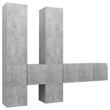 NNEVL 7 Piece TV Cabinet Set Concrete Grey Chipboard
