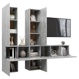NNEVL 7 Piece TV Cabinet Set Concrete Grey Chipboard