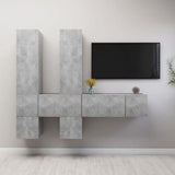 NNEVL 7 Piece TV Cabinet Set Concrete Grey Chipboard